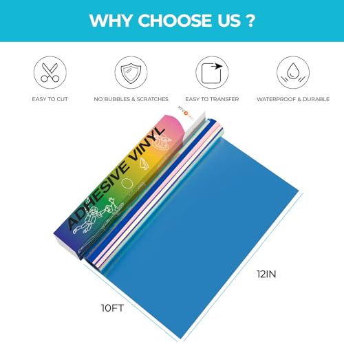 Image of HTVRONT Holographic Opal Blue Permanent Vinyl - 12 inch x 10 FT Adhesive Roll Compatible with Cricut Cutting Machine, Silhouette, Cameo Cutters, Signs, Scrapbooking, Craft, Die Cutters