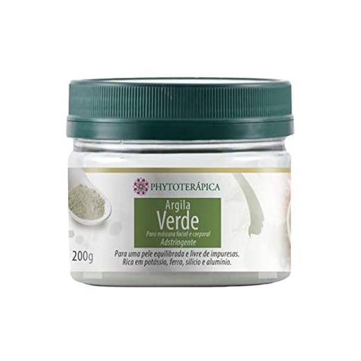 PHYTOTERAPICA- Argila Verde -Aromaterapia -Máscara facial e corporal - Para uma pele equilibrada e livre de impurezas, indicada para cuidados com a pele e cabelos, ajuda a controlar a oleosidade -200g