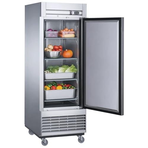 Image of Commercial Upright Reach-in Refrigerator, ETL 1 Door Fridge Cooler Merchandiser, 27.5 inch W 17.7 cu. ft. Auto-Defrost, Stainless Steel Restaurant Kitchen AKR-06881