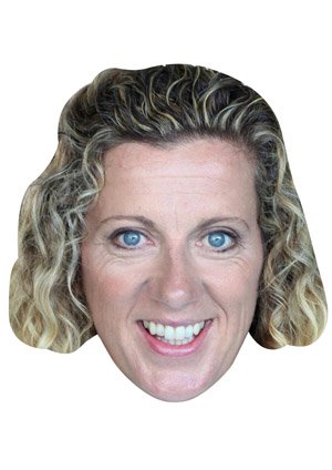 FoxyPrinting Sally Gunnell Celebrity Cardboard Party Face Mask Fancy Dress
