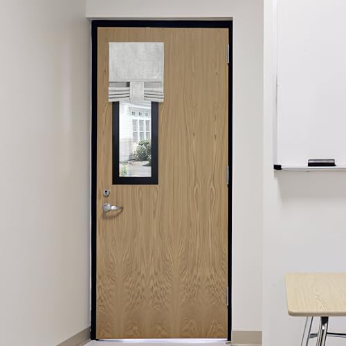RYB HOME Classroom Door Window Cover, 100% Blackout Shades for Classroom Windows and Doors Cover Lockdown Shades Blocks Views, W 8 x L 36 inch, Light Grey, 1 Panel