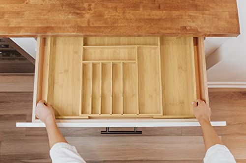 Kitchenedge Premium Silverware, Flatware And Utensil Organizer For Kitchen Drawers, Expandable To 28 Inches Wide, 10 Compartments, 100% Bamboo #TOP4