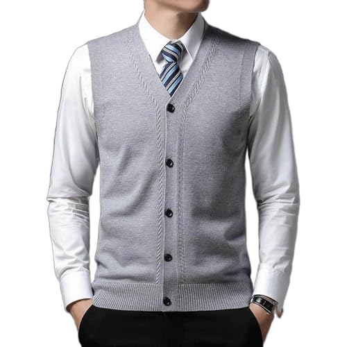 Cárdigan de chaleco de punto con cuello en V para hombre estilo jacquard clásico