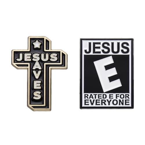 Image of 2pcs Jesus Cross Pin,Hat Jacket Enamel Pins Jesus Pins for Backpacks Jesus Saves Lapel Pin i Love Christian Pins for Backpacks Decoration Cross Brooch For Women