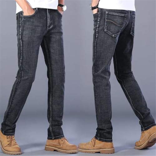 Men’S Casual Loose Fit Straight Leg Patchwork Denim Pants Button Fly Midweight Light Ankle Length Trendy Trousers Jeans3