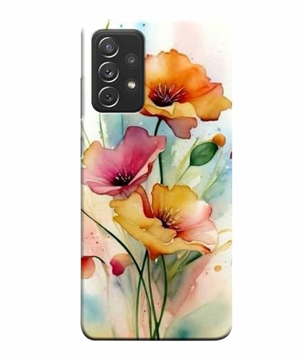 Image of Printed Hard Back Case Cover & Compatible for Samsung Galaxy M32 5G | Flower Painting Art (Multicolor) - D1187