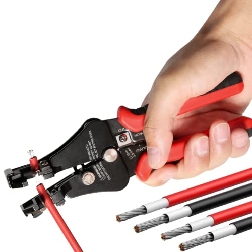 Jadeshay Wire Stripper, Automatic Wire Strippers Multifunctional Photovoltaic Solar Wire Stripping Plier Crimping Pliers Cable Cutter 2.5/4/6mm² Electrician Cable Stripper