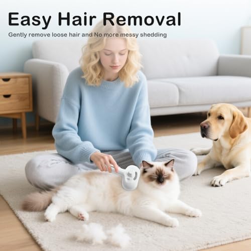 Image of Steam Slicker Brush Pet Shedding Hair-Spray Brushes for Grooming and Desheding, Indoor Detangler for Cats and Dogs,4 in 1, Suitable for Long and Short-Haired, Effectively Removes Loose Fur (White)
