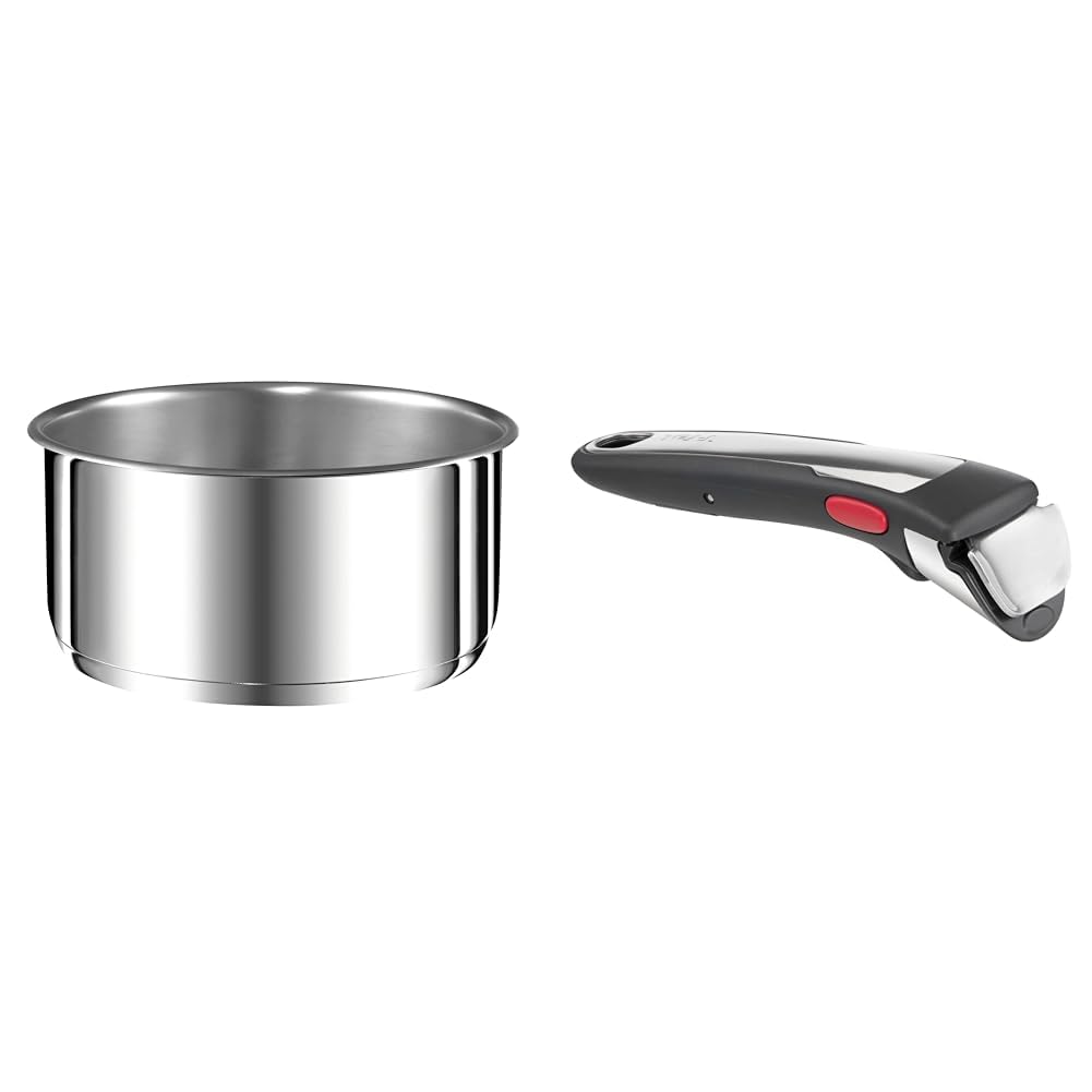 Tefal Ingenio Preference Casserole 22 cm, Empilable, Acier inoxydable, Induction, Polyvalence & Ingenio Poignée amovible Premium noire, Empilable, Verrouillage sécurité 3 points