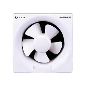 Bajaj Maxima DLX 150 MM Exhaust Fan for Kitchen & Bathroom | Strong Air Suction, Rust Proof Body & Dust Protection Back Shutters | Voltage Protection | 100% Copper Motor | 2-Yr Warranty | White