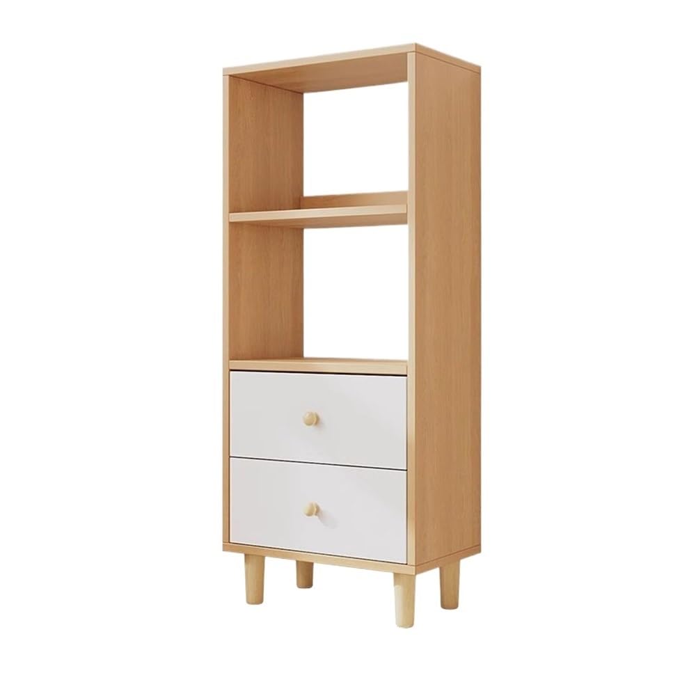 AYCDL Bookcase Open Bookshelf with Double Drawers, with Feet Wooden Display Storage Shelf, for Office Books Study Supplies Organizer Rack Display Shelf