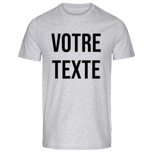MAXI SHIRT Tshirt personnalisé avec Votre Texte, Message, Citation | Couleurs au Choix (Gris chiné, 3XL)