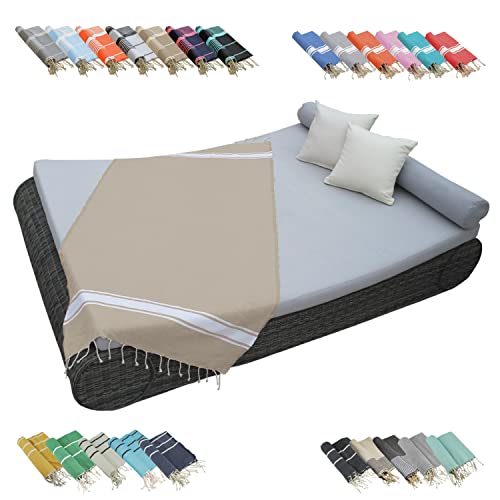 Vivezen - Véritable fouta Tunisienne 1m x 2m Tissage à Plat ou nid d'abeille 100% Coton 380g - 25 modèles au Choix