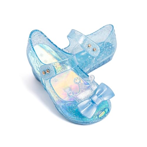 Laser Glitter Casual Shoes Bow Crown Decoration Buckle Girls Sandals(Blue,28)