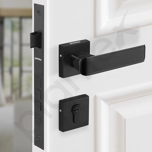 Image of Plantex Mortise Door Lock for Home /Triple Security Main Door Lock Set with 3 Years of Warranty /Mortise Lock for Door with Brass Lock Body & Cylinder(7112 - DC-Black & Z-Black)