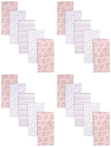 Image of Gerber Boys and Girls Newborn Infant Baby Toddler Nursery 100% Cotton Flannel Receiving Swaddle Blanket, Foxes White (Pack of 20)