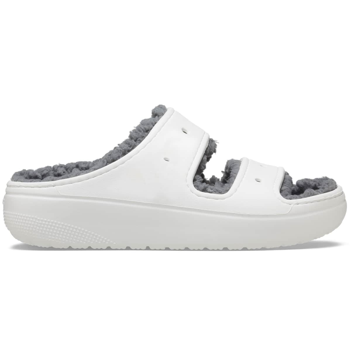 Crocs Unisex-Adult Classic Cozzzy Sandals, Fuzzy Slippers and Slides, White, 13 Men/15 Women