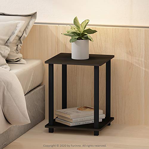 Furinno Simplistic Set Of 2 End Table, Espresso/Black #TOP6