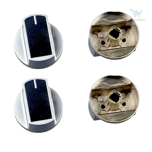 Image of Gas Stove Metal Knobs Set | Plastic Gas Stove Knob Set | Manual Ignition Buttons, Compatible with All Gas Chulhas | Silver, Set of 4