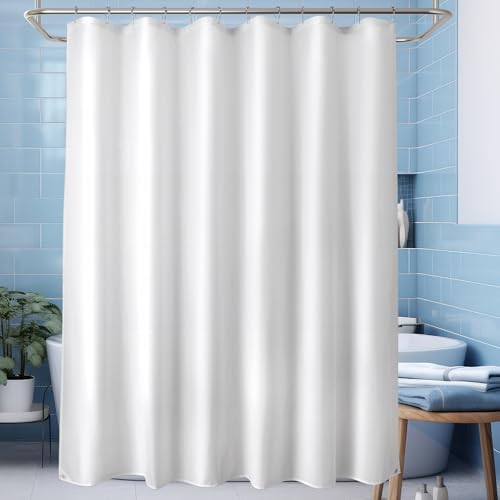 Titanker Waterproof Fabric Shower Curtain Liner Washable 72x74 Inches Cloth Shower Liner with Magnets White Shower Liner Soft Fabric Lightweight Shower Curtain Liner