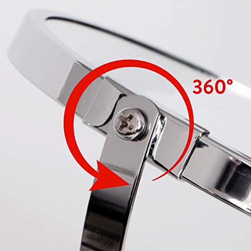 Tatkraft EOS Free Standing Swivel Shaving & Make Up Mirror | 17 cm | 2x Zoom | Double Sided Chrome