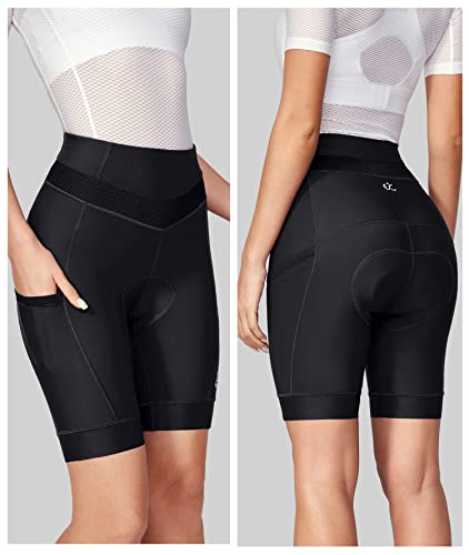 Padded Bike Shorts Women With 4 Pockets 4D Padding Biking Cycling Shorts Women For 3H+ Rides Bicycle Shorts For Women Black #TOP5