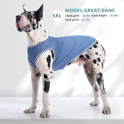 Katzinst 2er Pack Hundeshirt für Großer Hunde, Sonnenschutz, Elastisches und Atmungsaktives Ärmellose Hundeshirts für Heißes Wetter, Sommer Shirt für Golden Retriever,Gehen, Laufen(Grau, Blau 3XL)