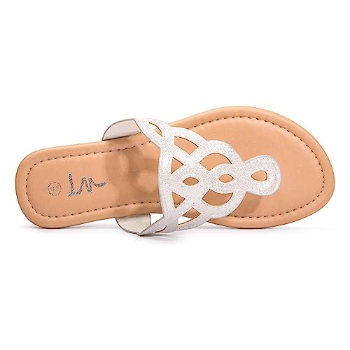 Image of LM Women's Thong Sandals T-Strap Sandals Slip On Flat Sandals Flip Flop Casual Summer Slide Sandals