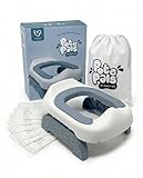 Pote Pals Travel Potty, Part of The Award-Winning Pote Pals Range, Soft PU Cushioned Portable Toddler Toilet seat - Includes 5 Disposable Liners (Grey Woodland)