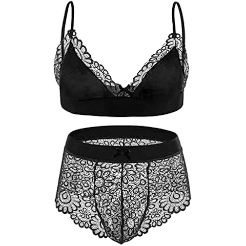 CHICTRY Men's Satin Lingerie Set with Thong Cover