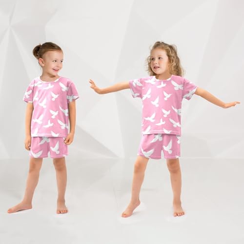 White Dove Pajama Set, Short Sleeve Cotton Sleepwear Nightwear4