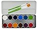 Produktbild Senjo Color Bodypainting Farben Face Paint Palette 12 Farben, 2 Schmink-Pinsel, Kinderschminke mit Vitamin E und Kamille, für Profi, Halloween, Cosplay, Kindergarten - Made in Berlin Germany