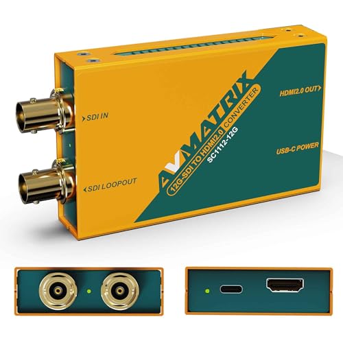 Image of AVMATRIX 12G SDI to HDMI mini Converter,HD /3G /6G /12G-SDI Loop Out, HDMI 2.0 Output, Pocket Size & Easy Mount, USB-Type C Power Solution (SC1112-12G)