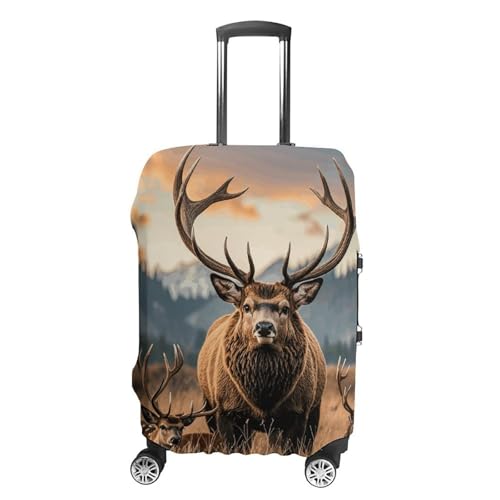 Wildlife Hunting Deer Bear Elk Elastic Luggage Cover Suitcase Protector for 19-32 Inch Suitcases | Universal Stretchable Travel Bag Cover | Anti-Scratch, Washable with Zipper Closure XL