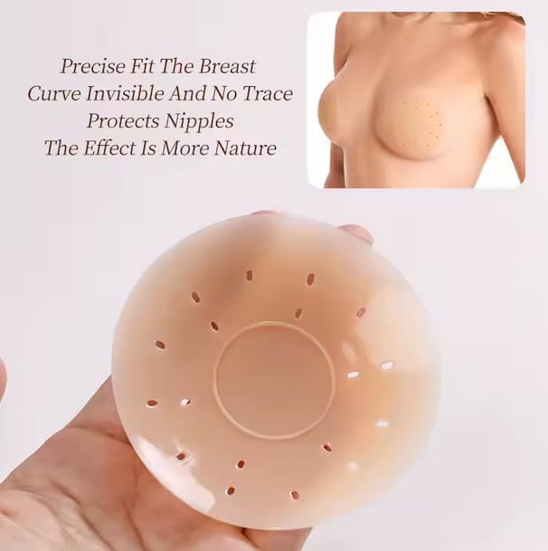 NEXT GEN 2.0! Adhesive Nipple Covers No Stick Center + Perforation Breast Petals in Nude Cream Color Fits Size A-D - Image 5