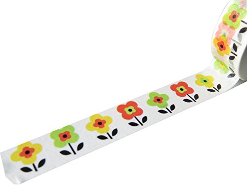 Washi tape, retro con fiori, modello Flower Power
