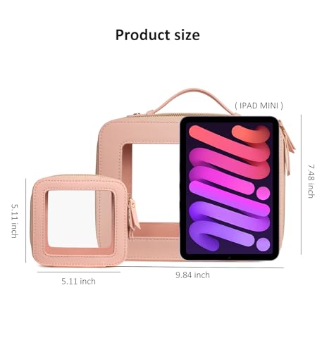 Image of Small Clear Makeup Bag for Purse,Cute Travel Cosmetic Case Bag(Mini Pink)