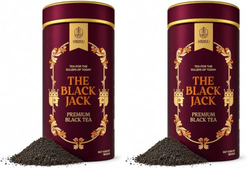 Image of Hindraj The Black Jack Classic Black Tea Loose Leaves 180 g Strong Kadak Chai Blend Organic, Rich Aroma, Great Daily Chai for Tea Lovers (Pack of 2)