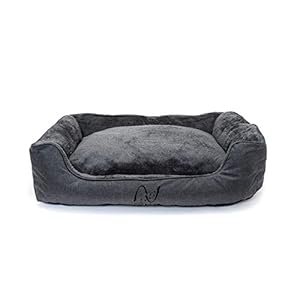 Happilax Cama para Perro pequeño, Cachorro o Gato Lavable con Almohada de Felpa Reversible en Gris