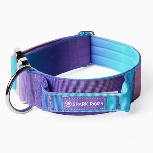 Spark Paws Tactical Dog Collar - Heavy Duty, Premium Quality, Thick and Durable for Large and Medium Dogs - 90's Retro - L