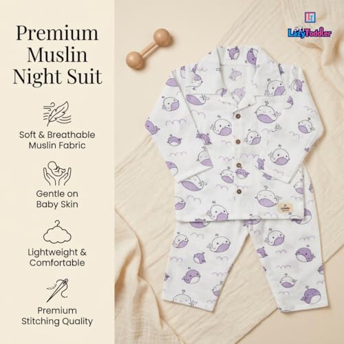 Image of 100% Cotton Muslin Pant Shirt Set | Ultra Soft Breathable Toddler Outfit | Summer Wear Kids Clothing | Skin Friendly Comfortable Fit | SIZE | PRINT