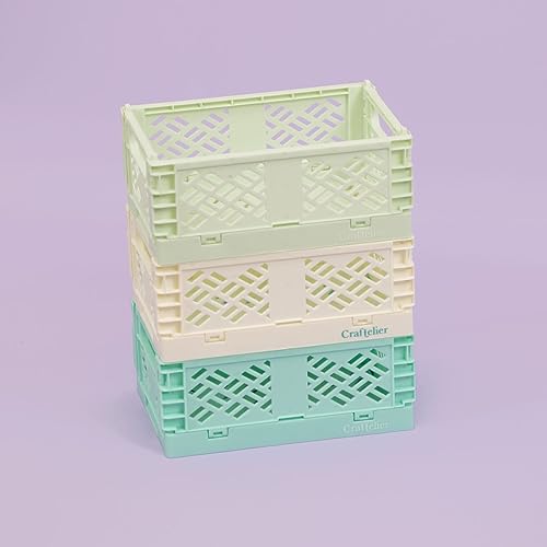 Image of Craftelier - Box for Organisation and Storage of Craft Materials | Foldable and Stackable Design | Small Size - Open Box Measures 13,5 x 9,5 x 9,5 x 5,5 cm - Colour White