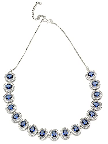 Image of Karatcart Silver Tone Green American Diamond Studded Necklace Set for Women