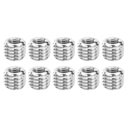 Sourcing Map 10 Pcs M10x1.5 Male to M6x1 Female Stainless Steel Nut Screw Reducer Conversion Fastener, Threaded Insert Repair Sleeve Reducer Nut, Silver