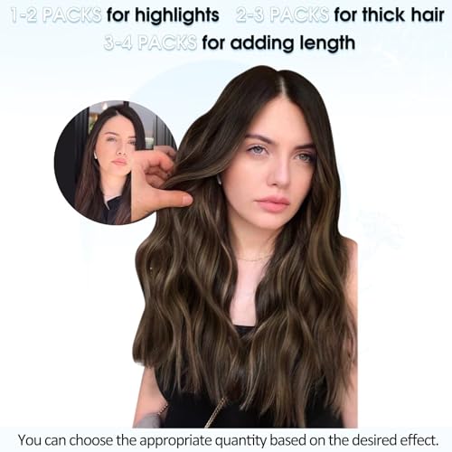 Vivien Micro Beads Human Hair Extensions balayage Brown Micro Link Hair Extensions Remy Human Hair Darkest Brown Mixed Light Brown Micro Loop Hair Extensions Silky Straight 18inch #2/8/2 50g 50s - Image 4