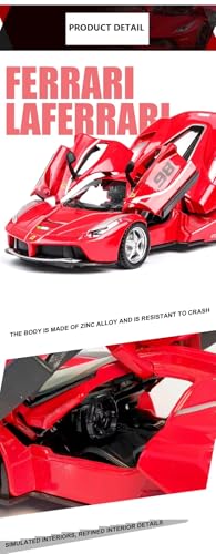 Image of 1:32 Ferrari FXX K Toy Car Diecast Metal Pull Back Car - 4 Openable Doors with Sound & Light | Perfect Toy & Gift for Kids 【White】