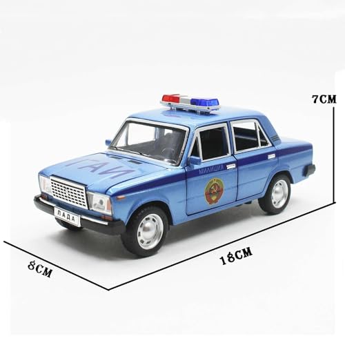Image of DEUSON ECOM 1:24 Scale Police Toy Car for Kids Diecast Metal Cars Model Police Car Russian Light Sound Pullback with Openable Doors