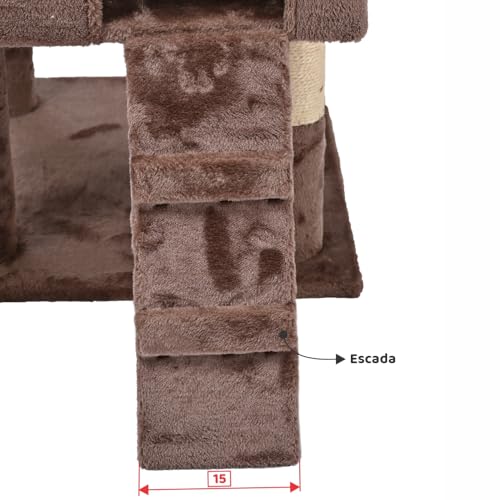 Arranhador de gato grande, luxuoso, multifuncional com casas, camas, poleiros, escadas e brinquedos