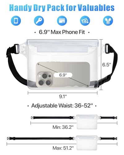 Image of F-color Waterproof Fanny Pack - Waterproof Pouch, Beach Cruise Essentials | Adjustable Waist Strap, Triple Zipper Roll-Top Dry Bag for Phone, Keep Passport Valuables Dry for Beach Kayaking Boating