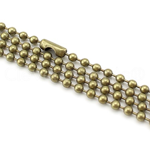 CleverDelights 3.2mm Ball Chain Necklaces - Antique Bronze Color - 5 Pack - 24 Inch Length